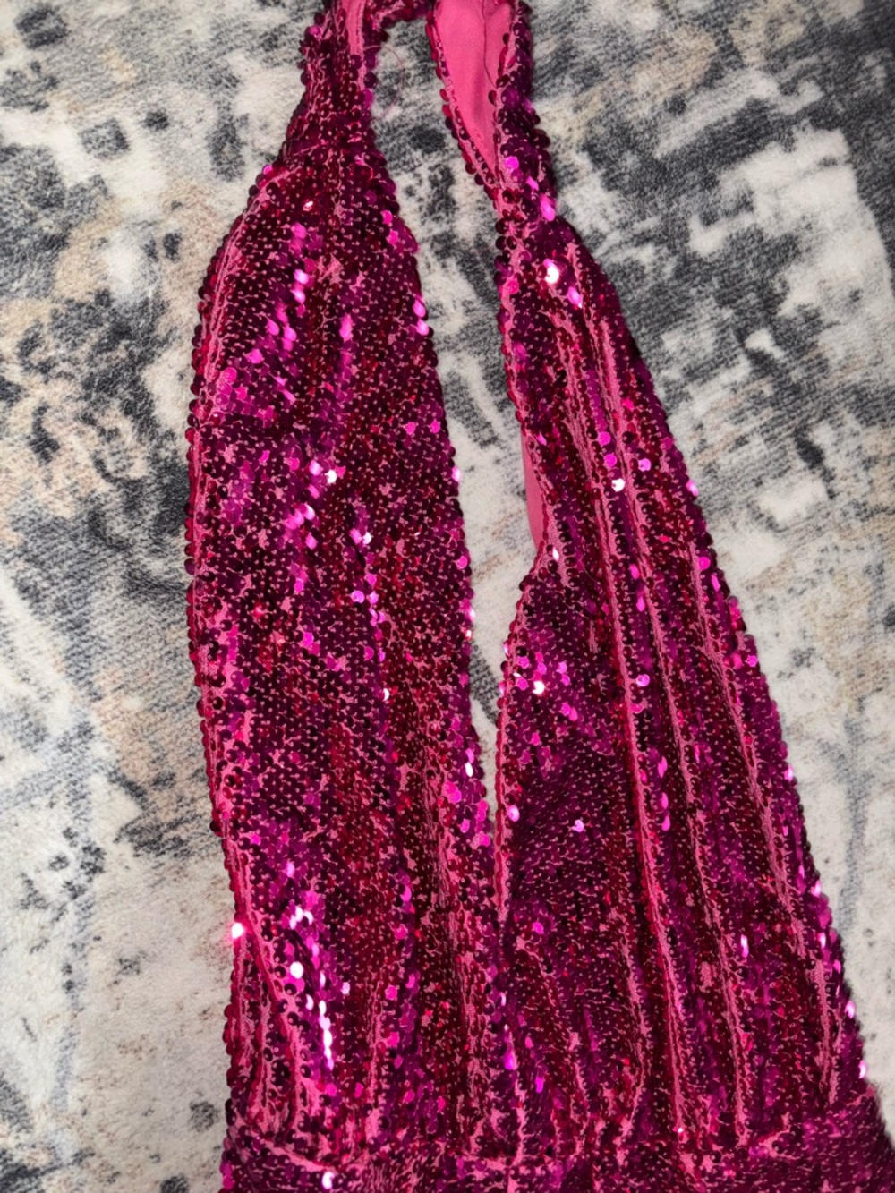 New pink nasty gal halter neck flared sequin jumpsuit 10 - Picture 4 of 6